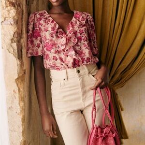 Sézane Jasmine Doha Rose Blouse Size 42 Size 10